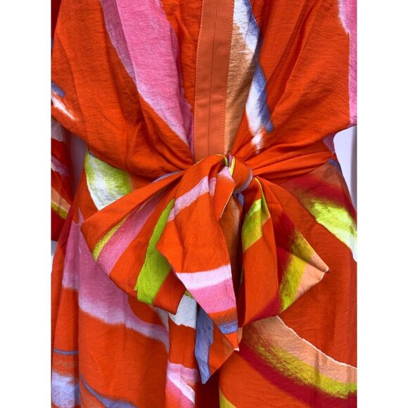 Natori Womens Wrap Orange Dress Size 10 V-Neck 3/4 Sleeve Modern Designer EUC - Picture 6 of 8
